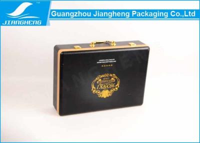 China Best Monthly Subscription Leather Gift Box Black / Gold Logo Suitcase Packaging Box for sale