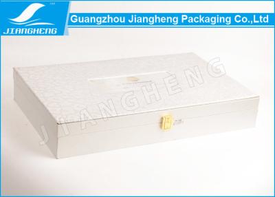 China Rose Texture Paper Silver Cosmetic Packaging Boxes With Gold Lock BV Certification for sale