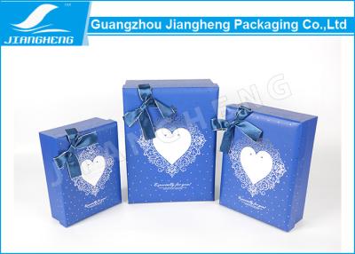 China Embossed Logo Blue Cardboard Heart Shaped Gift Box For Candy / Chocolate for sale