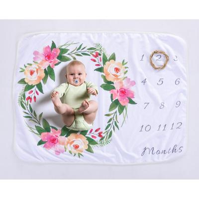 China New design flower print mink baby milestone blanket anti-pilling surprise price for sale