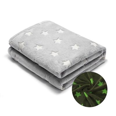 China Amazon PORTABLE Hot Sale Glow in Dark Blanket Star Patterns Throw Bright Flannel Sofa Bed Blanket for sale