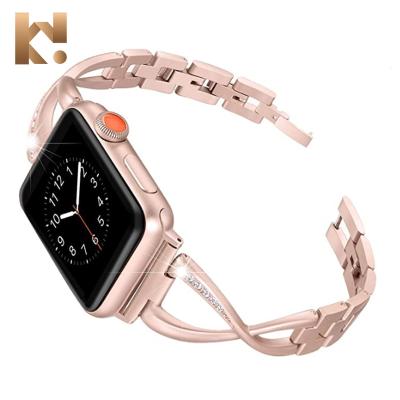 China KeepWin 304 Stainless Steel Watch Band Women Bling Replacement Rhinestone Diamond X-Link Watch Band Strap for sale