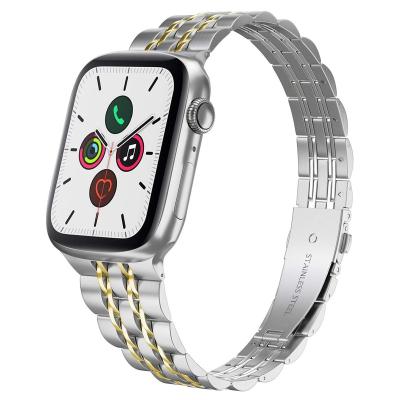 China Keepwin Luxury Slim 7 Beads Stainless Steel Metal Watch Band Strap Band For Apple Watch Se 7 6 5 4 3 2 1 Watchband for sale