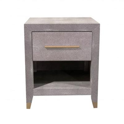 China Modern Design Untreated Leather Bedside Furniture Leather Nightstand Open Nightstand HLM04G for sale