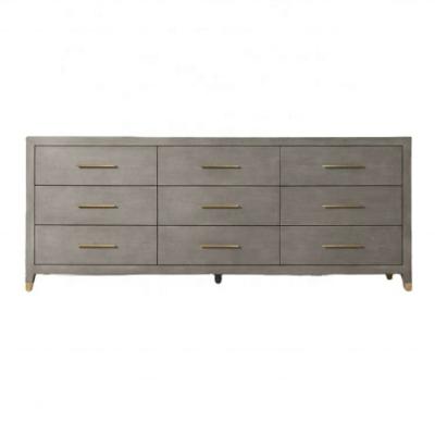 China 9-Drawer Dresser Sideboard DH1320 Furniture Modern Untreated Leather Cabinet Style Solid Wood Chest for sale