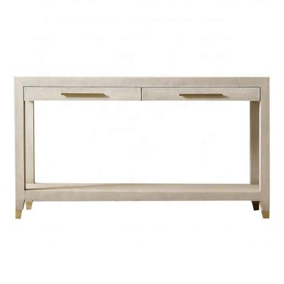 China 2 Drawer Leather Console Table Modern Design Untreated Leather Console Table HLM01B for sale