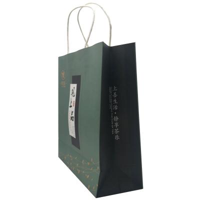 China Green Flat Greaseproof Logo Bags Paper For Packing Eco Friendly Luxury Custom Print Paper Bag Recyclable for sale