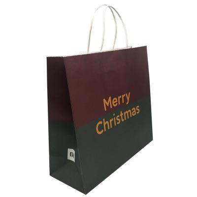 China Party Recyclable Biodegradable Paper Bags Customized Christmas Kraft Paper Storage Bag With Handle for sale