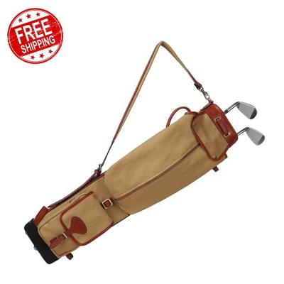 China Tourbon Outdoor Lightweight Free Shipping Vintage Leather Golf Canvas Golf Sunday Bag for sale