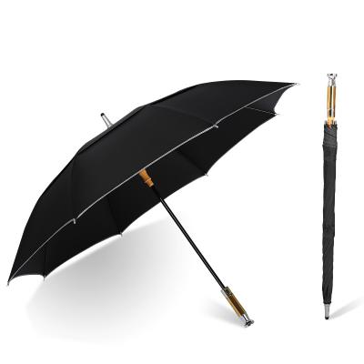 China Tourbon Traditional Automatic Double Layers Golf Umbrella With Reflective Markings Umbrella for sale