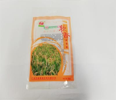 China 5kg Heavy Duty Custom Printing Food Grade Plastic Bags Three Sides Sealed Recyclable Rice Plastic Bag With Punch Hole for sale