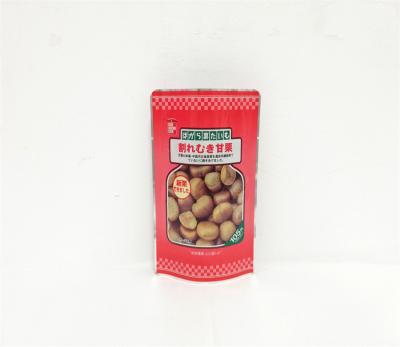 China 105g Disposable Custom Food Plastic Bags Stand Up Chestnut Snack Foil Plastic Bag With Notch Tears for sale