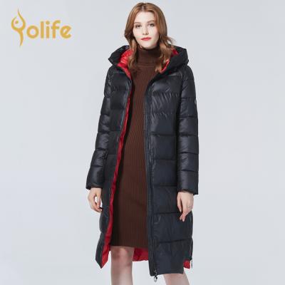 China Parka 2021 female winter clothing Yolife fashion woman winter jacket long windproof coat long down jackets for women for sale