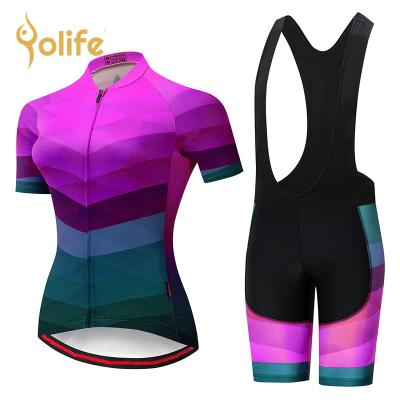 China Breathable 2021 Women Cycling Jersey Set Summer Ladies Cycling Clothing Girl's Bicycle Bib Shorts Bike Clothes MTB Pants Suit Sport Wear for sale