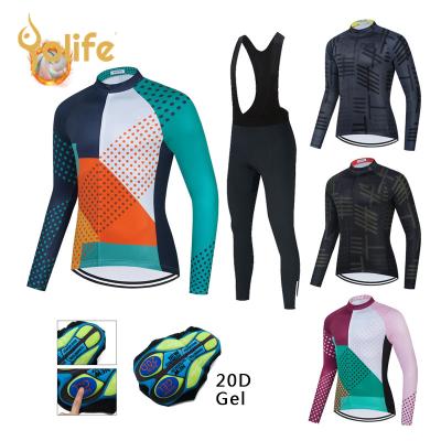 China New Winter Fleece Pro Team Cycling Jersey Set 2021 MTB Cycling Jersey Set 2021 MTB Breathable Thermal Long Sleeve Yolife Bicycle Bib Sleeve for sale