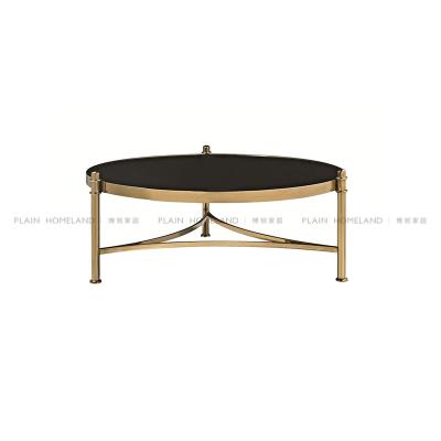 China OEM& ODM Gold Stainless Steel Base Round Tempered Glass Coffee Side Table Available for sale