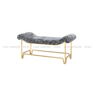 China Removable Gold Steel Base Bedroom Vanity Cover Round Velvet Footrest Modern Stool Seat Ottoman Living Room Removable for sale