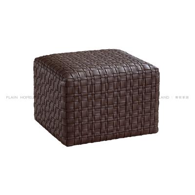 China Removable Cover Modern Simple Hand - Woven Cloakroom Stool Designer Living Room Leather Stool Bedroom Footboard Stool for sale