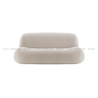 China White Loveseat Sofa With Stainless Steel Base Modern Luxury New Style Lambskin Fleece for sale