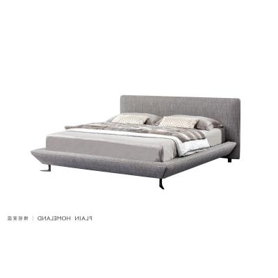 China (Other) Unique Shaped Solid Wood Leather Nordic Modern Italian Adjustable Frame Home Bed Furniture Home Bed Fabric Upholstered Headboard for sale