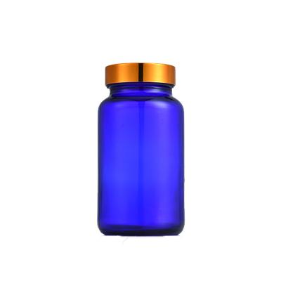 China Pharmaceutical Blue Glass Empty Capsules Bottle 100ml 150ml 200ml 500ml Medicine Medicine Pill Packs Healthcare Medicine Bottles for sale