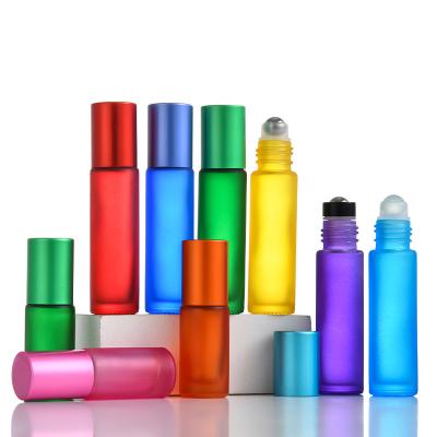 China Wholesale Cosmetic Thick Wall 10ml 5m Essential Oil Roll On Bottle Glass Matte Perfume Mini Roller Bottle for sale