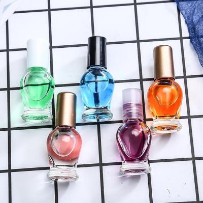 China Goods Wholesale Customized Clear Empty Cosmetics Containers Glass Nail Polish Bottle With Fancy Color Cap for sale