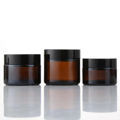 China Hot Selling Personal Care Amber Glass Cream Jar Frosted Clear Cosmetic Jar 5g 15g 30g 50g 100g for sale