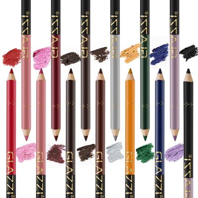 China 12 Colors High Pigment Cosmetic Eyeliner Eyebrow Pencil Long Lasting Wooden Eyeshadow Private Label Kit for sale