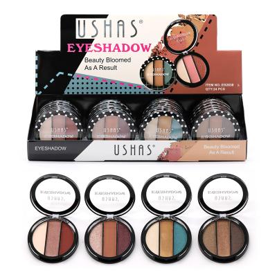 China Highest Selling 3 Colors Custom Private Label Makeup Cheap Pigment Eyeshadow Palette for sale