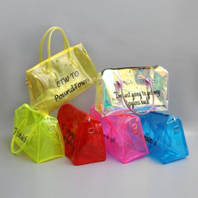 China Eco-Friendly In Eco-Friendly Transparent PVC Running Material Spend A Night Bag Overnight Bags Weekend Tote Bag for sale