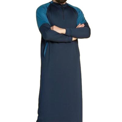 China Modest Muslimah Styling Thobe Muslim With Zipper And Pocket Waist Pocket Men'S Arab Islamic Daffah Solid Color Design Dress Saudi Fashion for sale