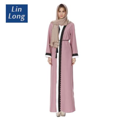 China Wholesale Cheap Islamic Abaya Robe Women Dress Open Kimono Pink Abaya With Beads for sale