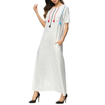 China Wholesale Cheap Muslim Clothing Manufacturer Chest Color Women Dress Accessory White Dress for sale