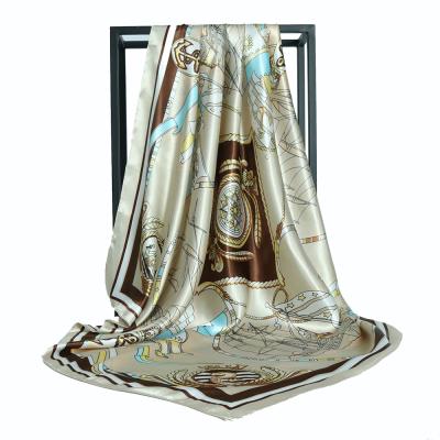 China LONG chain khaki printed silk chiffon underscarf moslim fashion muslim hijab 90*90cm wholesale for sale