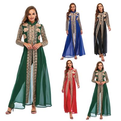 China Factory direct supply female chiffon European new small stand collar dress and American lace up two-piece set 0952 long sleeve suit for sale