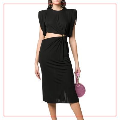 China Breathable hot selling party club dress bodycon printing MIDI skirt waist side sleeve split dress a3956 for sale