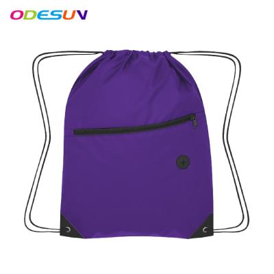 China New Sedex 4P Material Waterproof BSCI Audit Promotional Colorful Polyester Material With Zipper Pouch Drawstring Bag for sale