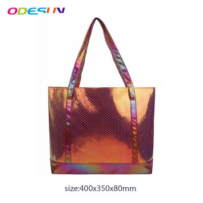 China 100% New Audti Material Sedex 4P Promotional Colorful Holographic PU Eco-friendly BSCI Audit And Fabric Scale PU Tote Bag for sale