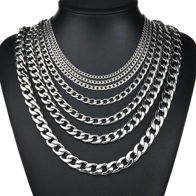 China Hiphop Cable Restrictor Mens Cuban Necklace Chain Gold Color Stainless Steel Black Silver Chain Necklaces For Men Jewelry 3/5/7/9/11mm for sale