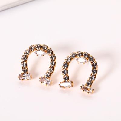 China Fashion Jewelry New Fashion Circle Horseshoe Hoop Earrings For Women And Girl K Gold Brass Ear Stud Wholesale Factory for sale