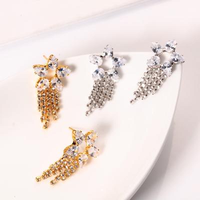 China Factory Gold Plated Ladies Brass Diamond Hoop Stud K Hoop Earrings Women Jewelry Fashion Shooting Star Earrings for sale