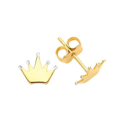 China Wholesale Hot Selling Gold Plated Women's Jewelry Stainless Steel Delicacy Fashion Crown Stud Earrings Birthday Gift TRENDY for sale