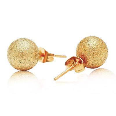 China Hot Sale Matte Gold /Silver Fashion Minimalism Environmentally Friendly Geometric Stud Earrings Plating Frosted Stainless Steel Ball Earrings For Women for sale