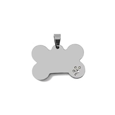 China Custom Engraved Pet ID Tag Stainless Steel Bone Shape Custom Engraved Dog Tag Customized Accessories Rhinestone Charm Tag for sale