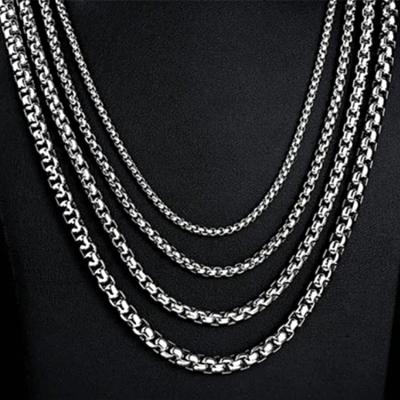 China Fashionable stainless steel jewelry factory low price direct jewelry ready to ship silver round stainless steel box necklace chain for sale