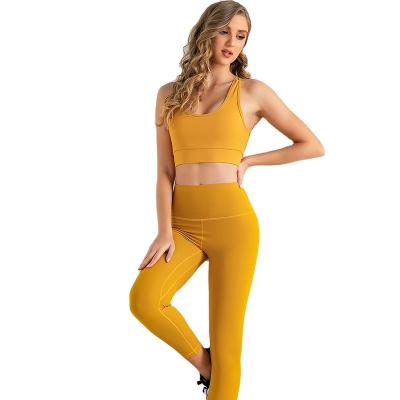 China New Breathable Solid 80%Chinlon 20%Spandex Listing Quick Dry Yoga Sets For Women for sale