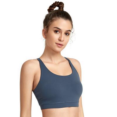 China Wholesale Breathable Solid 87%Chinlon 13%Spandex Sports Bra Shockproof High Yoga for sale