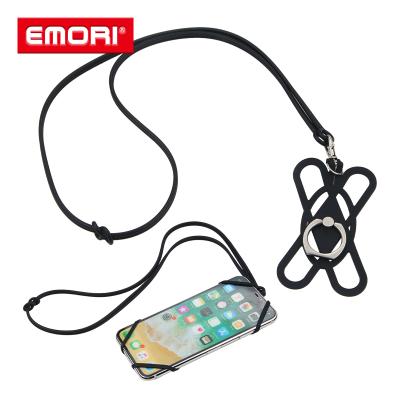 China Professional Manufacturer Rhombus Shape Hiking Lanyard Phone Case Silicone Phone Lanyard Neck High Quality Silicon Strap With 360 Finger Ring for sale