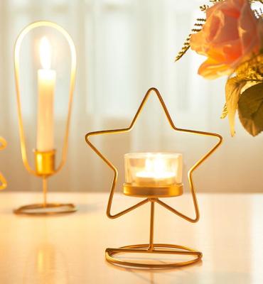 China ECO-frendly Modern Minimalist Wrought Iron Candlestick Christmas Decorations Wedding Candlestick Iron Candle Holders for sale